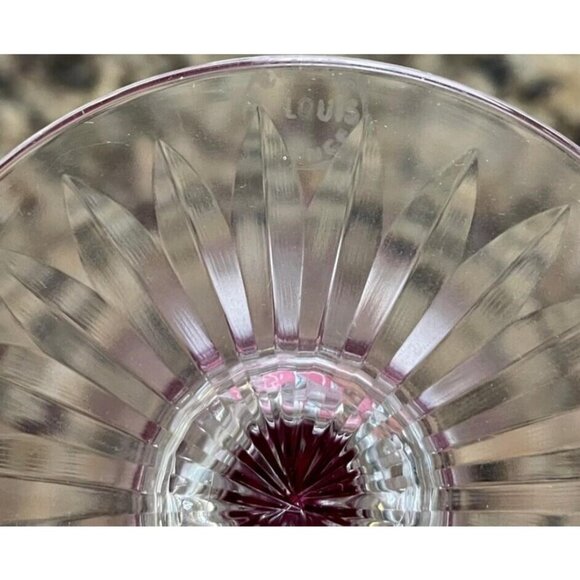 6 ST LOUIS TRIANON AMETHYST PURPLE SIGNED HOCK WINE 7 1/8" TALL CUT CROSS HATCH - Picture 7 of 11